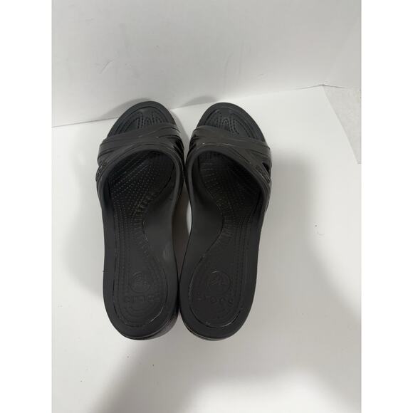 Crocs Women's Wedge Size: 10 Slip‎ On Sandals Mules Black Comfort - Picture 5 of 9